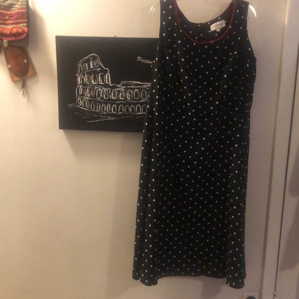 Classy Studio I Sleeveless Black Dress with White Polka Dots.